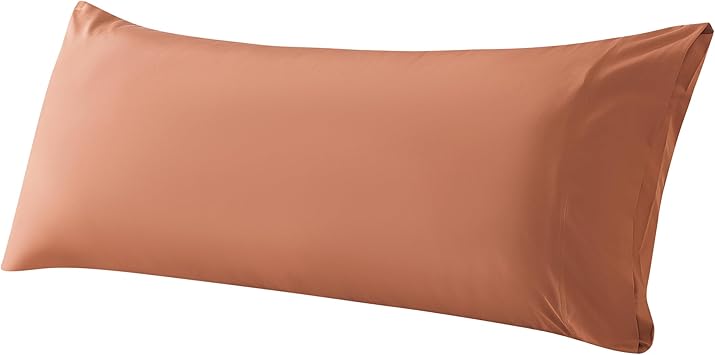 WhatsBedding Body Pillow Cover Cotton Fabric, Long Pillowcase Breathable & Skin-Friendly, Envelope Closure - Rust (20x54 inch)