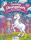 Vorschule Übungshefte ab 5 Mädchen: Buchstaben und Zahlen Schreiben Lernen mit Einhörnern (Vorschulhefte)