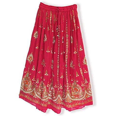 Radhy krishna fashions Tie Dye Yoga Trend Women's Sequined Crinkle Broomstick Gypsy Long Skirt (Pink) Cover