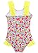 XiaoMoSha Girls One Piece Swimsuits Ruffled Straps Bathing Suit Cute Floral Printed Swimsuit UPF 50+ Quick Dry Swimwear Hawaii Summer Beach Wear for Kids Swimming Suits YellowFloral 4t 5t