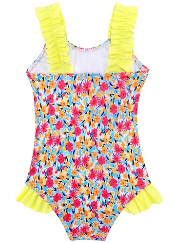 Image of XiaoMoSha Girls One Piece Swimsuit Ruffled Straps Bathing Suits Summer Swim Suit Quick Dry Beach Swimwear for Kids 3-10 Years