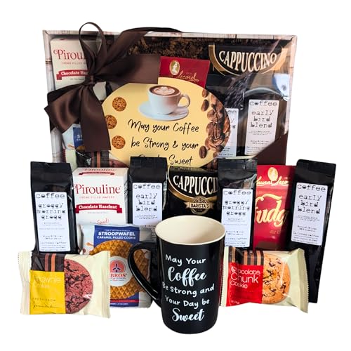 Coffee Gift Basket with Mug, Gourmet Coffe Chocolate & Cookies Gift Set for All Occassions – Birthday, Thank You, Anniversary, Corporate Gifts, Coffee Gift Box
