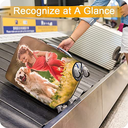 Custom Luggage Cover Personalized Luggage Cover Add Your Own Name Photo Text Double-Sided Different Design Travel Suitcase Case Protector Elastic Washable Baggage Covers (Custom Text Photo, S)3