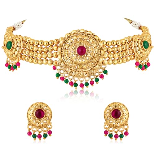 Image of Peora Gold Plated Bridal Jewellery Set with Kamarband Gift for Women Indian Traditional Ethnic Wedding