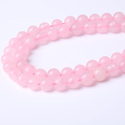 Miniatura 2 de 8 mm Cuentas Redondas de Cuarzo Rosa Sueltas de Cuarzo Natural, Cuentas de Gemas de Cristal Piedra de Energía para Hacer Joyería, Pulseras y
