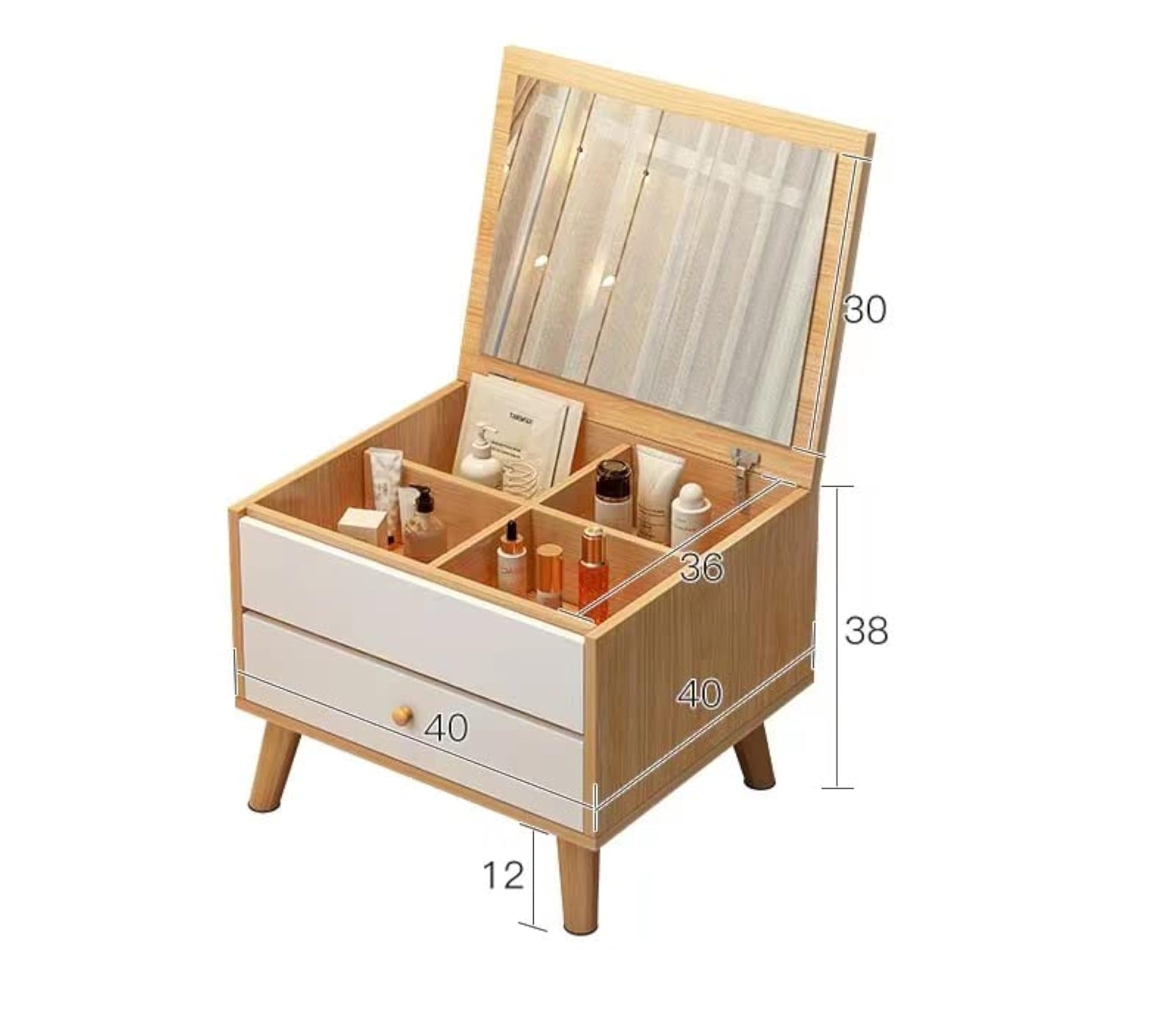 Mini Dressing Table with Mirror and Cosmetic Storage