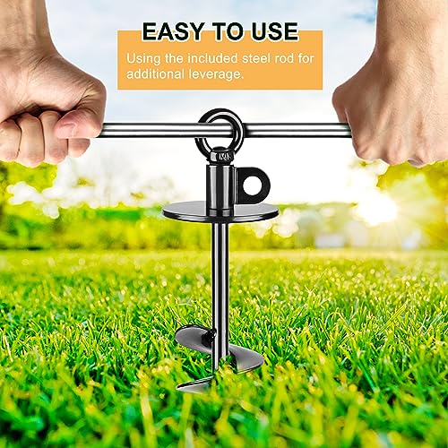 Lifeswell 38,1 cm Langer Hunde-Angelrand, robuster Hundeanker für Hunde bis zu 100 kg, kein Verheddern, zu entfernen, ideal für Hof, Camping und Strand, 1 Packung (schwarz)