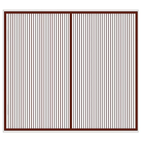 GUOGAI Auto-AdhéSif en Maille Rideau 100x125cm sans Perçage Facile à Installer Moustiquaire à Fermeture Aimantée Anti Insecte,Antimoustique for Window and Door, Brown A Cover