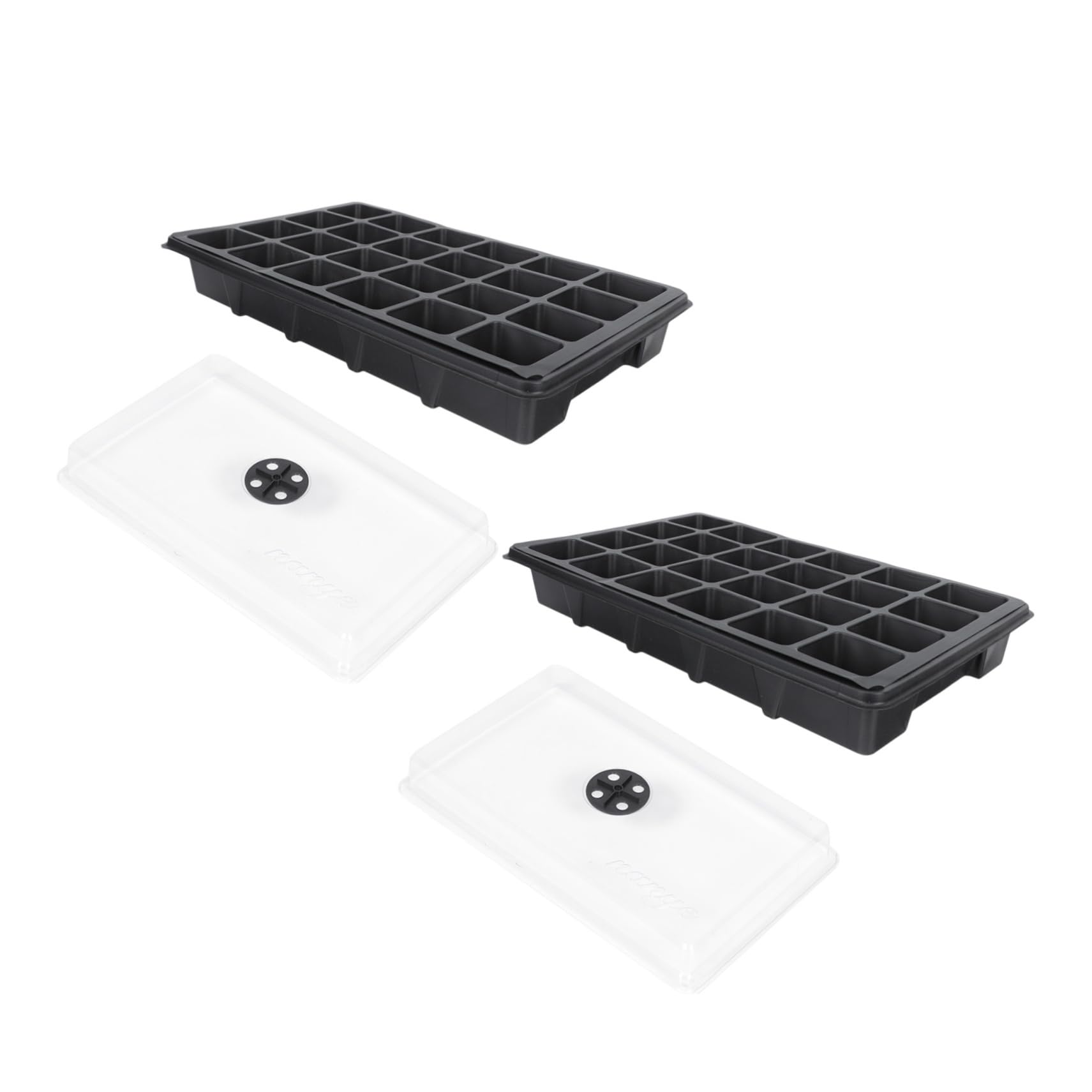 TOYANDONA Anzuchtschale mit Deckel 38X23X9cm 2 Stück-Pack Pflanzschale für Keimlinge aus Kunststoff mit Zellen und Belüftung