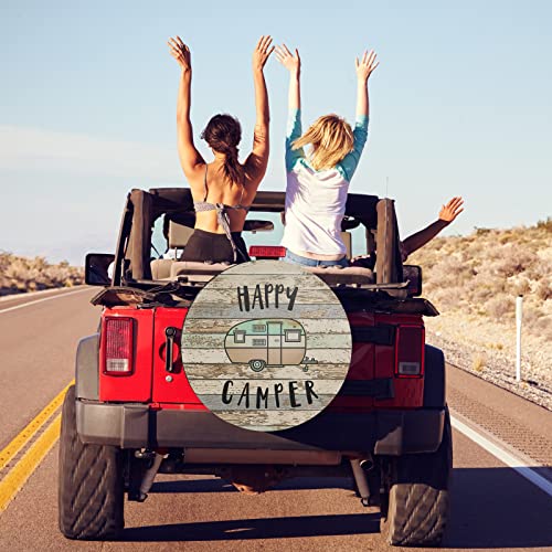 Image of Happy Camper Spare Tire Cover Waterproof for Jeep Trailer RV SUV Truck Camper Travel Trailer Accessories 14 inch