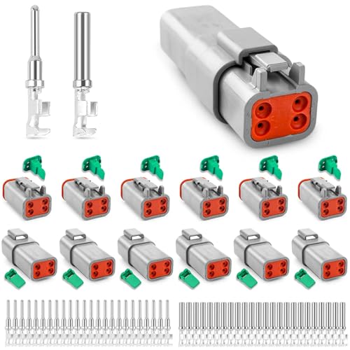 JRready DW1017 4 Pin Deutsch DT Connector Kit IP68 Waterproof Electrical Automative DT Connectors Kit with 24Pairs Size 16 Stamped Contacts 16-18 AWG for Car Truck Boat 6 Sets