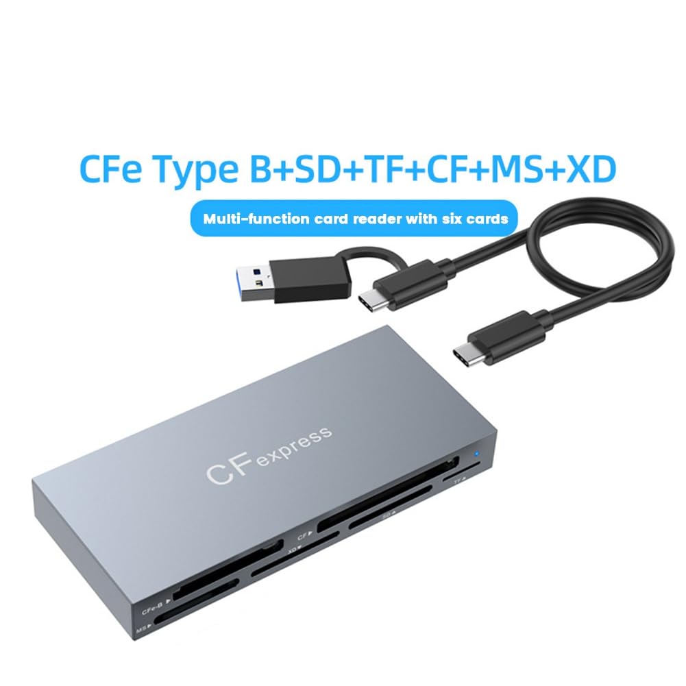 Czytnik kart CFexpressB 6 w 1, czytnik kart USB 3.2 do karty SD/TF/MS/XD/adapter do odczytu 6 kart jednocześnie