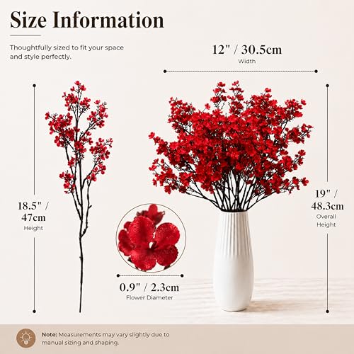 Image of Mandy's 6 Bundles Artificial Red Baby's Breath Flowers