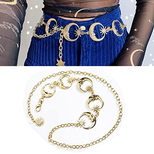 ZJchao Moon Metal Waist Chain Belt Fashionable Decorative Robust No for Women4
