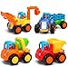 Spielzeugauto günstig Kaufen-MOONTOY Baby Spielzeugauto Bagger Konstruktionsfahrzeuge Baufahrzeuge 4 in einem Set für Kinder, Traktor, Bulldozer, Kipper & Zementmischer