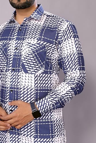 Image of GURIK Men's Cotton Box Checkered Slim Fit Casual Shirt with Chest Pocket, Full Sleeve Shirt for Formal & Casual Wear