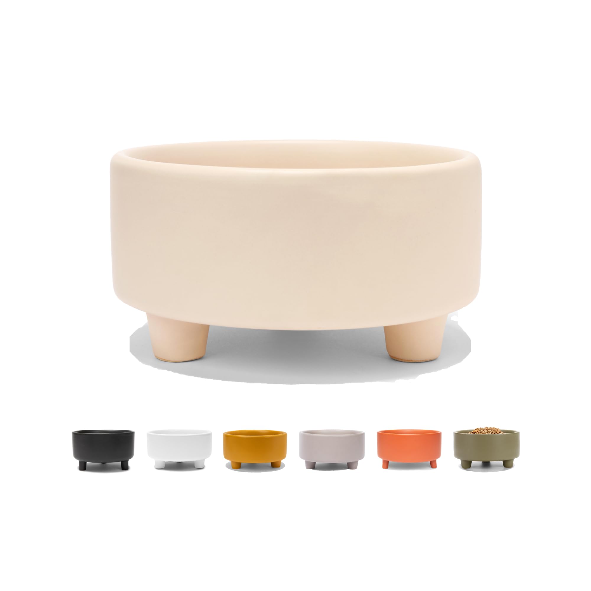 Waggo Uplift Ceramic Dog Bowl for Small Medium and Large Breeds - Heavyweight and Durable Pet Food and Water Dish Crock, Dishwasher Safe, Modern,