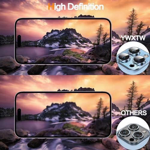 Image of YWXTW Designed for iPhone 13 Pro /iPhone 13 Pro Max Camera Lens Protector, 3D Alloy Metal and Tempered Glass Camera Screen Protector, Full Coverage Protection, 1 Pack (Sierra Blue)