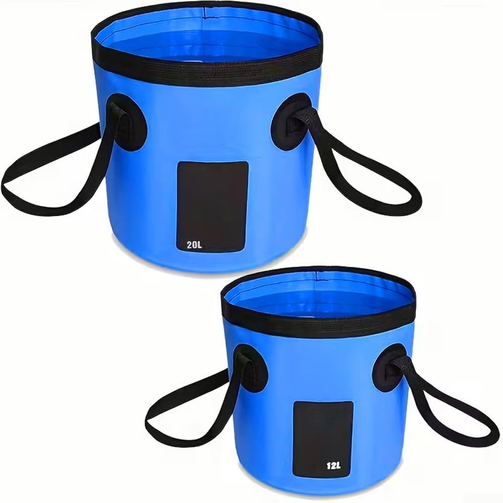 EasyByMall Outdoor Faltschüssel, Faltbarer Eimer Camping, Falteimer Aus Langlebigem Planen Gewebe, Als Waschschüssel, Spülschüssel, Spülwanne, Angel Eimer Für Spülen(Blue 12L)
