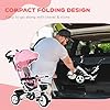 HOMCOM 6 in 1 Trike for Toddler, Baby Push Tricycle Folding Bike with Parent Handle, Reversible Seat, Storage Basket, Canopy, 5-point Safety Harness, for Kids 1-5 Years, Pink #3