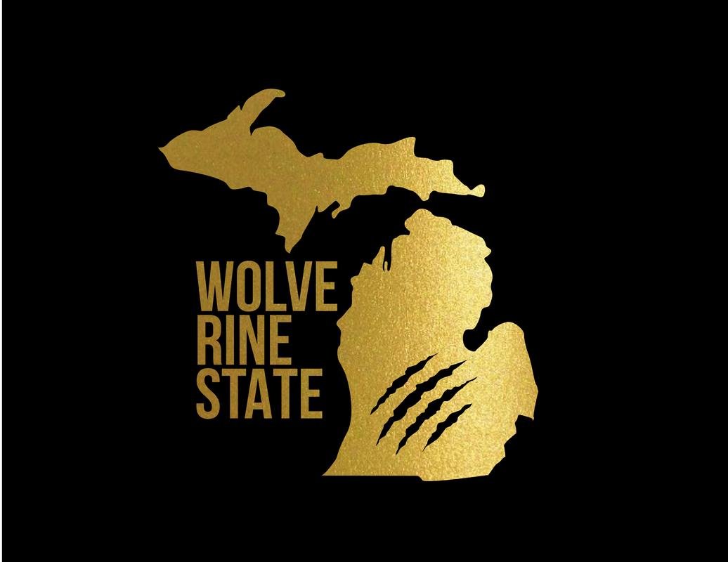 Michigan Wolverine State Vinyl Decal - 5.5x5.3 Inch Premium White Outdoor Sticker