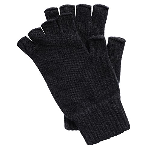 Men's Fingerless Cashmere Gloves made in Scotland (Black)