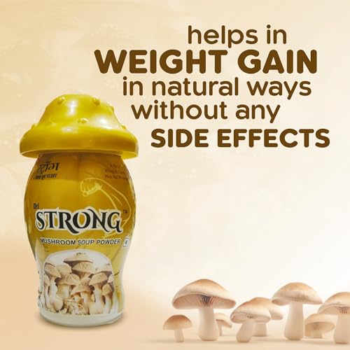 Image of DRL Strong Mushroom Powder Weight Gainer for Men and Women - 100g | Mushroom Powder for Shakes Smoothies Coffee & Tea | Easy to Mix Beverage Powder (Pack of 1)