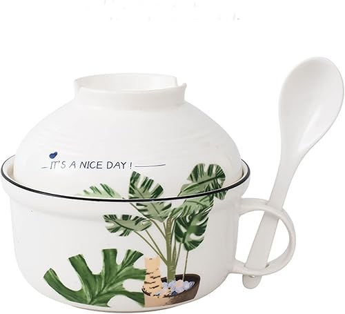 Cuencos de sopa con asas y cucharas, cuenco de cerámica para ramen de 34.5 onzas con tapa, tazas grandes para sopa y fideos instantáneos, cuencos disponible en Yaxa Colombia