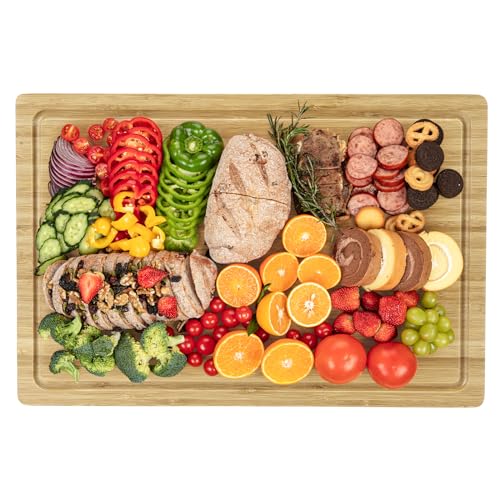 GarveeHome 18 in Large Bamboo Cutting Board, Wood XL Cutting Boards for Kitchen, Organic Wooden Butcher Block and Chopping Board for Meat and Vegetabl