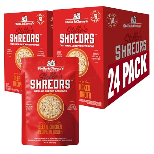 Stella & Chewy's Grass Fed Beef & Chicken Shredrs - Premium Dog Food Pouches - Perfect For Picky...