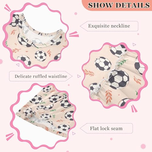 ALAZA Soccer Football Leaves Girls Toddler Casual Dress for Summer Sleeveless Dresses Sundress 2-8 Years3