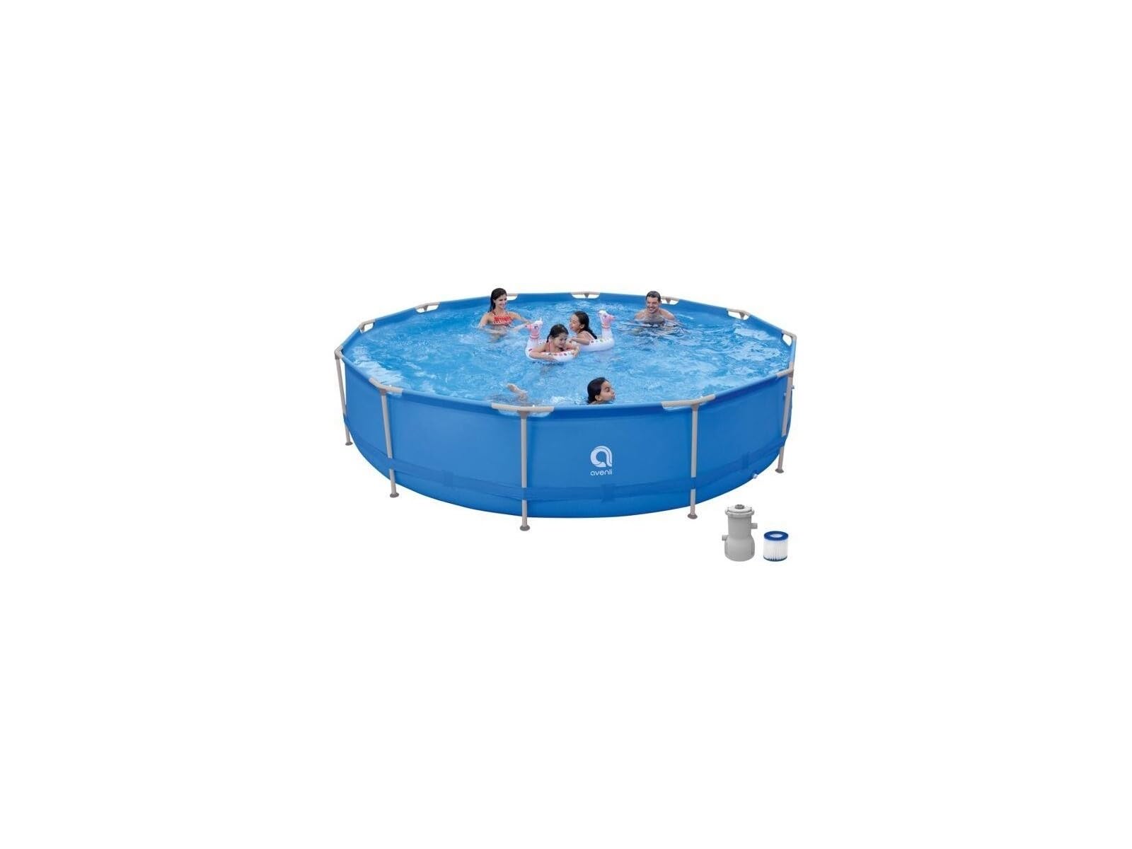 AVENLI Piscina Fuoriterra Rotonda con Struttura in Acciaio Cm 420x84 Azzurra con Pompa Filtro Inclusa