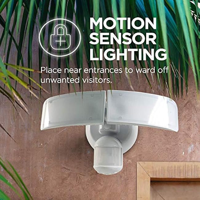 Home Zone ES00618G Mark 3 LED Outdoor Flood Security Light with Motion Sensor, 2500 Lumens, 35 Watts, White