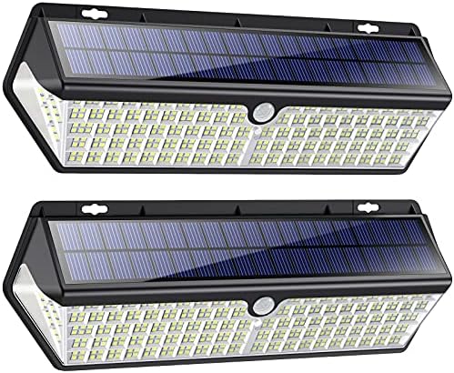 HETP Solar Lights Outdoor Solar Powered Motion Lights LED Wall Security Light 418LED Super-Bright 3500lm - [USB Rechargeable] 3 Mode IP65 Waterproof Solar Motion Sensor Lamp for Outside,Pathway Garden