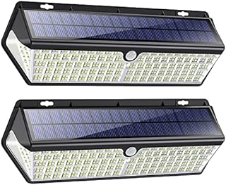 HETP Solar Lights Outdoor Solar Powered Motion Lights LED Wall Security Light 418LED Super-Bright 3500lm - [USB Rechargeable] 3 Mode IP65 Waterproof Solar Motion Sensor Lamp for Outside,Pathway Garden