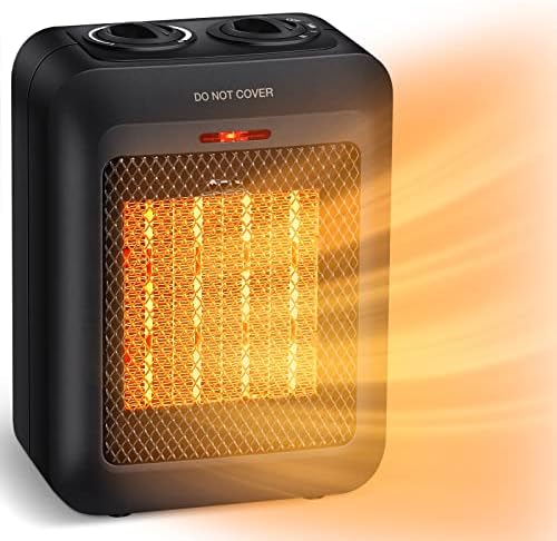 GiveBest Portable Ceramic Space Heater, 1500W/750W Electric Heater with Overheat and Tip Over Protection, Fan Mode,Adjustable Thermostat, Fast Heating Safe Small Heater for Office Room Desk Indoor Use