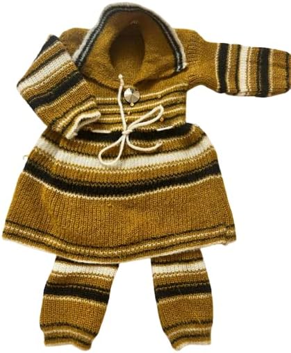 GenericSourcing Nest Pure Woolen Dress for Baby Girl with Pajami |Hand Made Knitted Woollen Frock Dress Cum Sweater for Winter Wear | Sweater Woollen Dress for Kids Winters Season (0-12 Months) Brown
