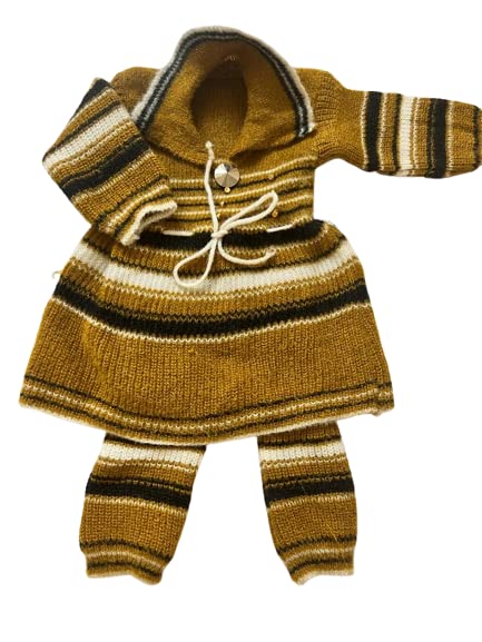 GenericSourcing Nest Pure Woolen Dress for Baby Girl with Pajami |Hand Made Knitted Woollen Frock Dress Cum Sweater for Winter Wear | Sweater Woollen Dress for Kids Winters Season (0-12 Months) Brown