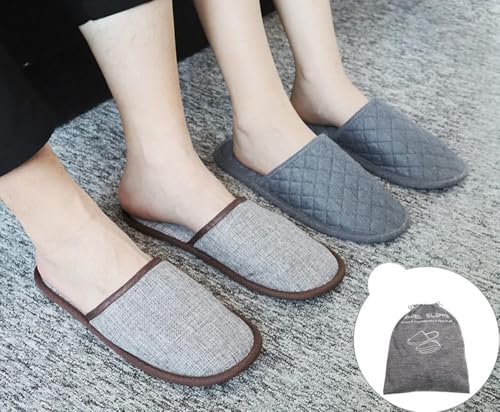 Portable Travel Slipper Spa Hotel Open Toe Sandals Non Disposable Foldable Shoes Guest Indoor House Room Business Trip Party Washable Footwear with Bags4