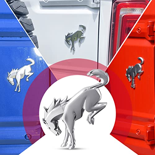 Tailgate Emblems Compatible For Bro-N-C 2021 2022 / Bron-C Sport Accessories 2020 2021 2022 ，3D Vinyl Rear Horse Badges Emblems With Strong Adhesive Backing - Chrome Silver #TOP3