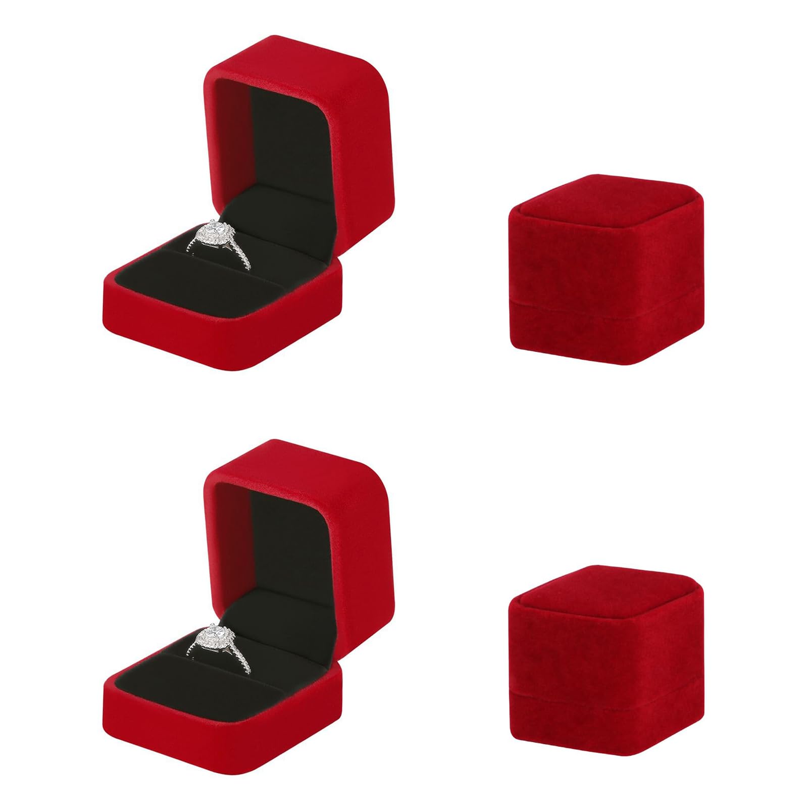 Manqyi 2 Piezas Caja Anillo, Caja de Anillo de Terciopelo Compromiso, Caja del Anillo de Terciopelo, Joyero para Anillo, Joyería De Terciopelo Anillo Caja, para Pendientes Anillos Joyas Regalos (Rojo)