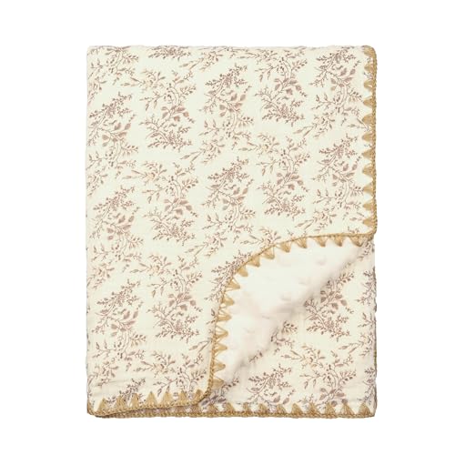 Image of Baby Blanket 40x40 Inches,Muslin Cotton and Minky Dotted Double Layer Soft Receiving Blanket for Newborn Toddler,Hibiscus
