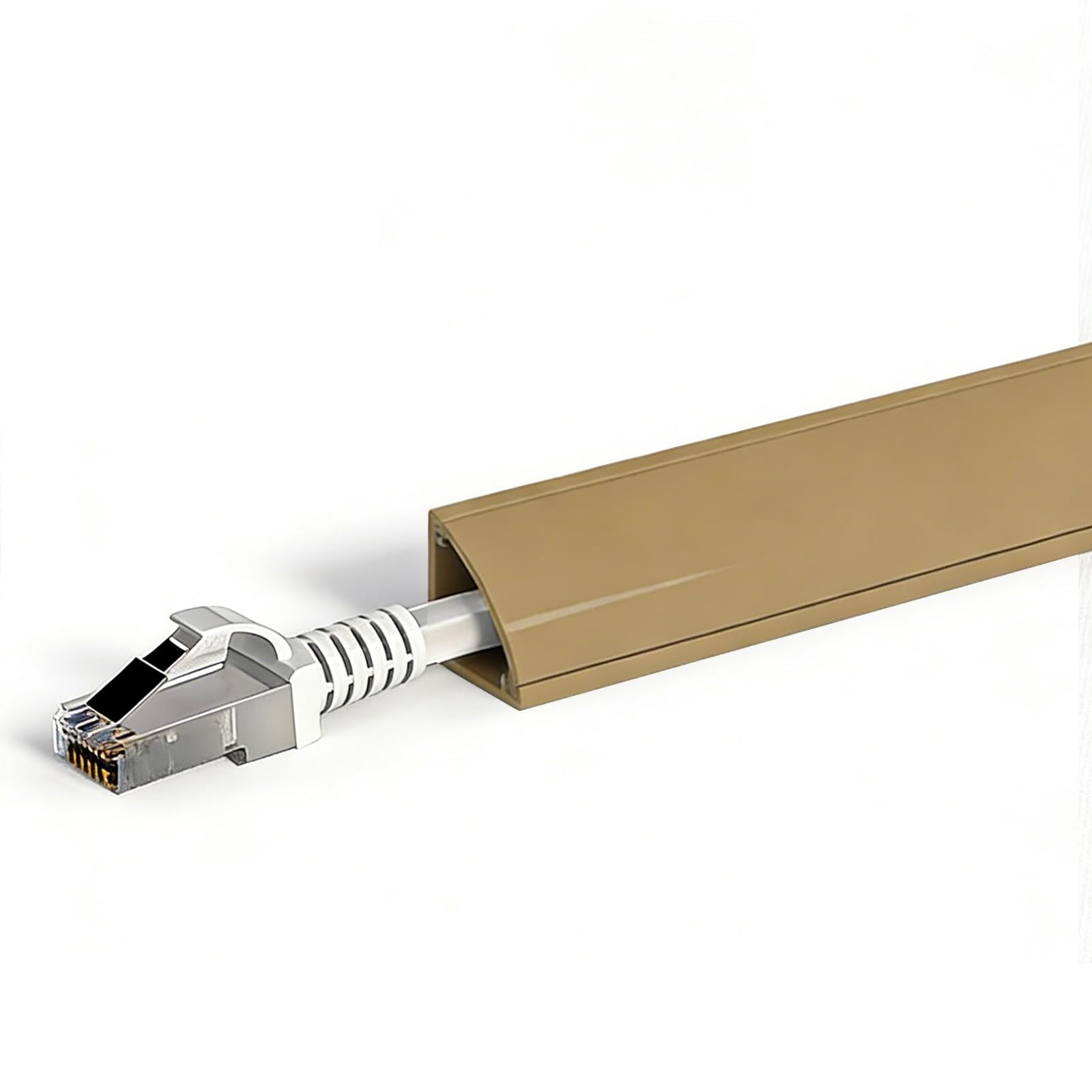 Pasacables Suelo, Canaleta Cables Suelo de PVC, Autoadhesivo, Decoración de Cables Invisible, 100 cm de Largo, para Esquinas de Paredes y Zócalos(Brown,2.4cm/0.9in)