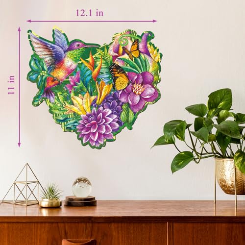 Ppuzzling Flower Wooden Puzzles 200 Pieces For Adult, Hummingbird Butterfly Wooden Jigsaw Puzzles thumb #2