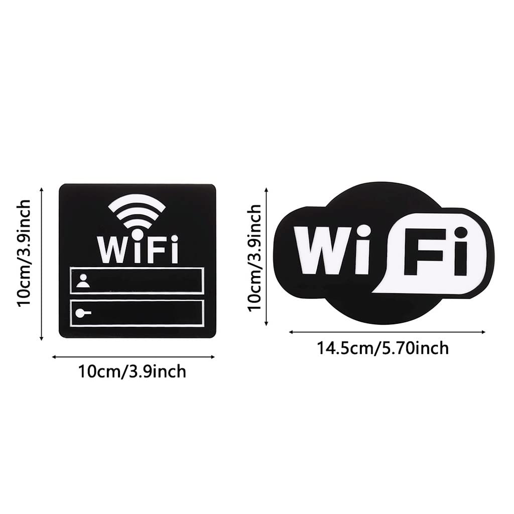 Oznakowanie, WIFI Sign 3D Akrylowe Lustro Naklejki Ścienne Rewritable Handwriting Konto I Hasło(10cmx10cm Black)