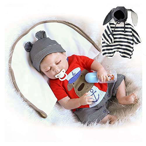 Bebe Reborn Silicona Cuerpo Completo,Todo Hecho a Mano 19 Pulgadas Silicona De Vinilo Bebe Reborn Realista con Accesorios Bebe Recien Nacido por Regalo Bebe Personalizado,A