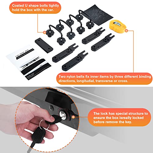 Large Hard Shell Carriers Rooftop Cargo Box With Key Lock 62 (L) X 31 (W) X 15(H) 15 Cubic Feet, Waterproof Heavy Duty Universal Roof Rack Tool-Free Install, Black #TOP5