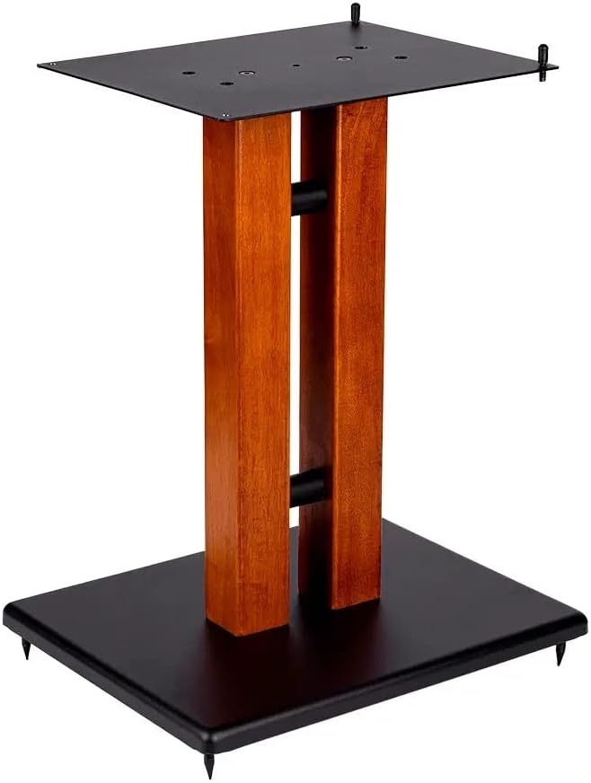 Monolith 18in Cherry Wood Speaker Stand with Adjustable Top Plate, Cherry (Each) Hold Speakers Weighing Up to 75 Pounds, Perfect for Center or Bookshelf Speakers