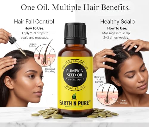 Image of Earth N Pure Pumpkin Seed Oil for Skin & Haie Care - Cold Pressed Natural Rich in Vitamin E- Lightweight for Face, Scalp Nourishment & Massage | 15ml