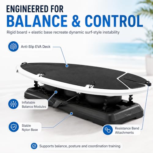 Image of Surf Trainer Machine for Home Gym, Indoor Surf Simulator Balance Board, Fitness Equipment for Core Strength, Agility Training and Overall Body Coordination